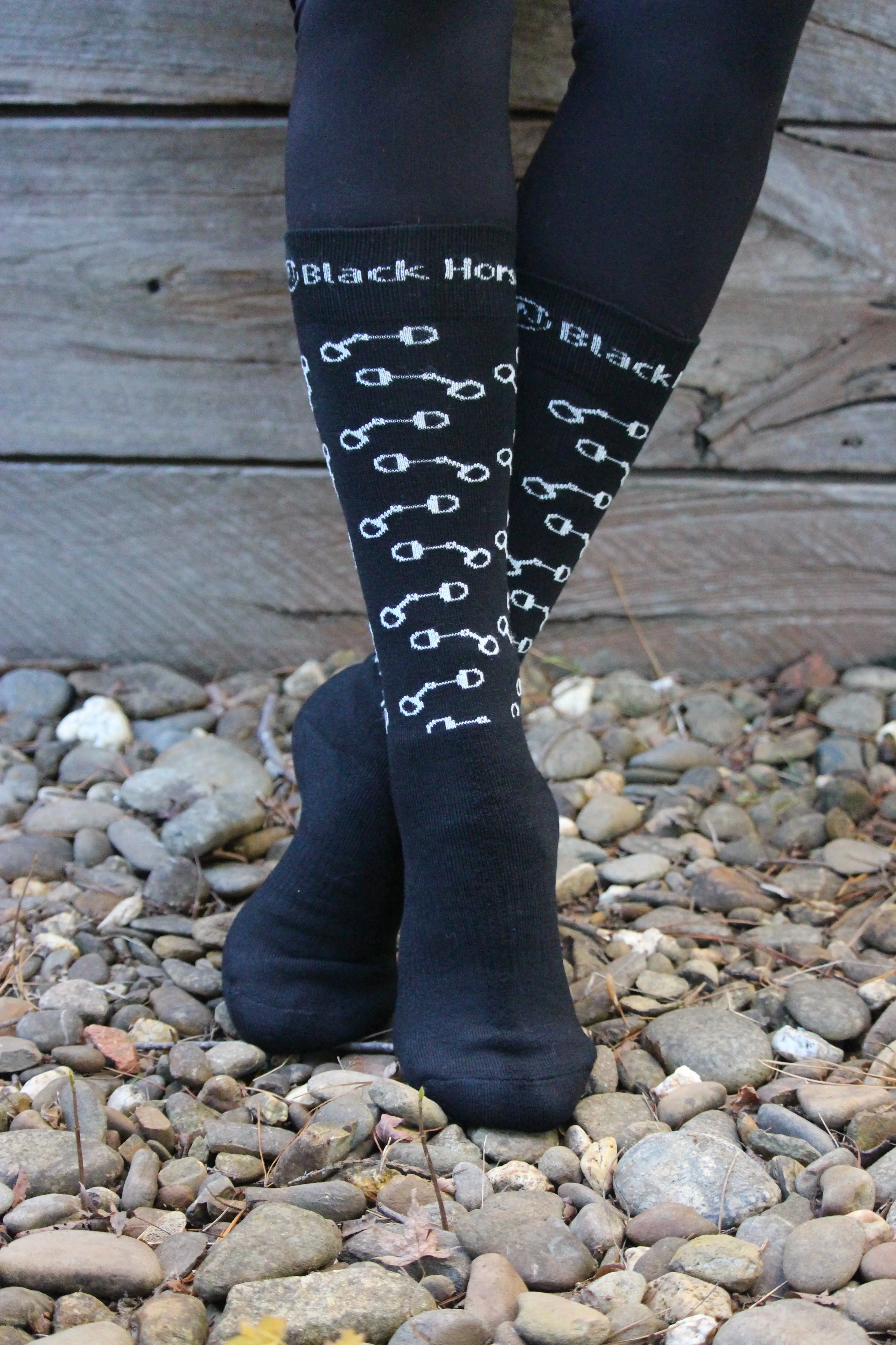 Black Horse Wool Socks - Black/Cream Bits