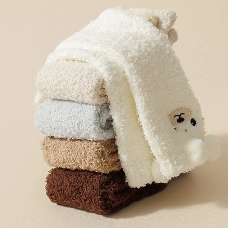 Cartoon Bear Thickened Autumn/Winter Socks 2 pairs/set