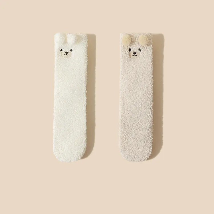 Cartoon Bear Thickened Autumn/Winter Socks 2 pairs/set