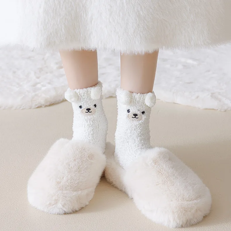 Cartoon Bear Thickened Autumn/Winter Socks 2 pairs/set