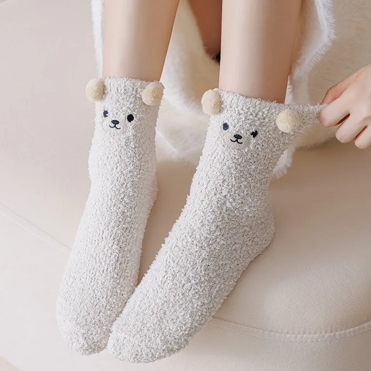 Cartoon Bear Thickened Autumn/Winter Socks 2 pairs/set