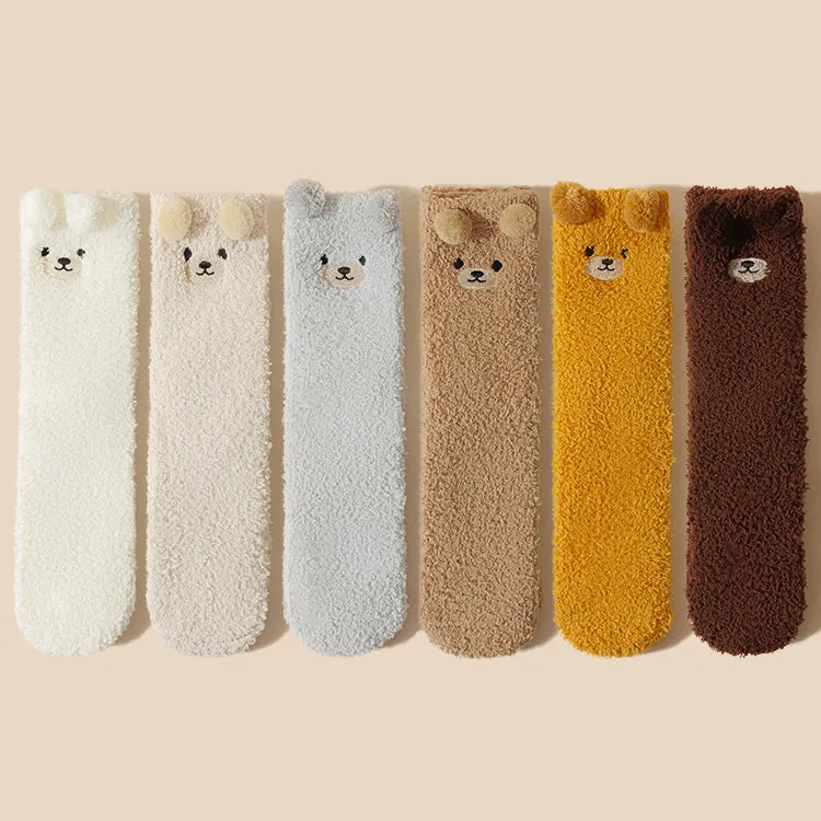 Cartoon Bear Thickened Autumn/Winter Socks 2 pairs/set