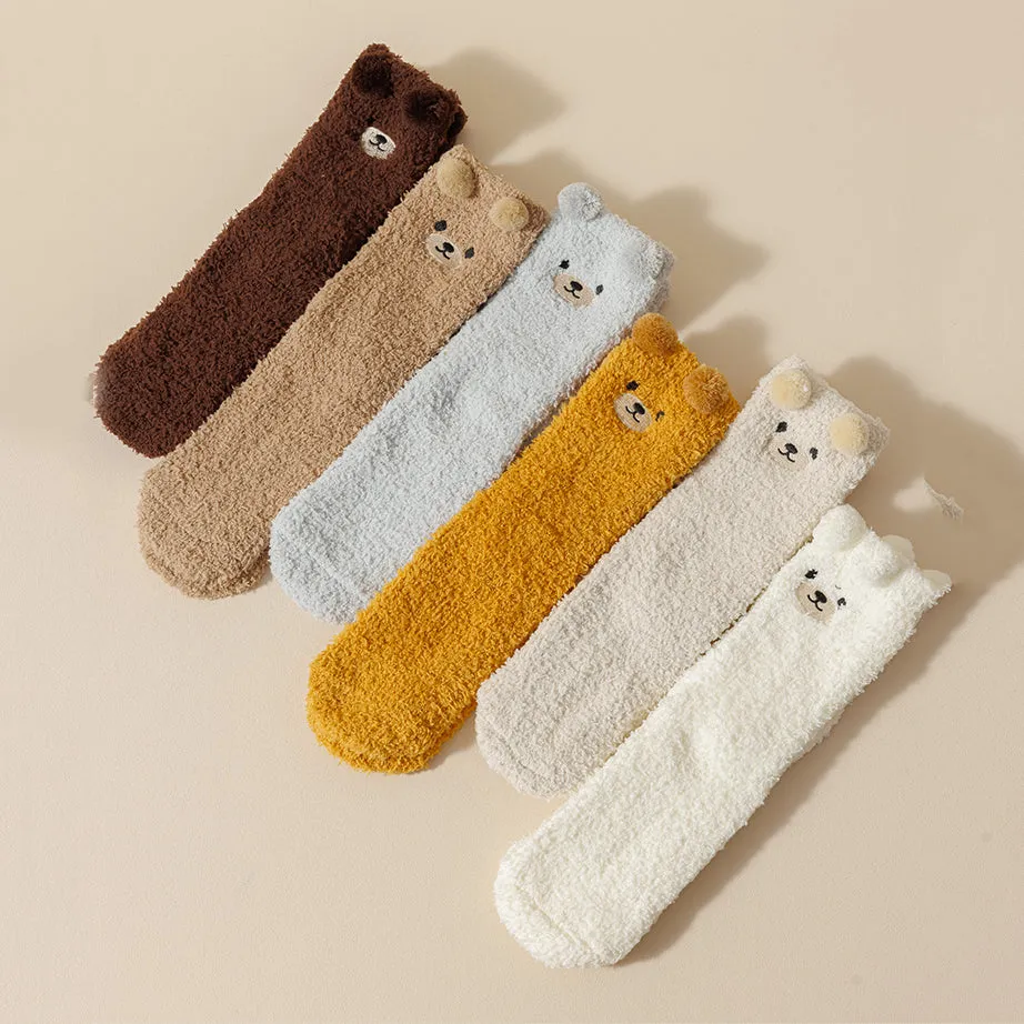 Cartoon Bear Thickened Autumn/Winter Socks 2 pairs/set