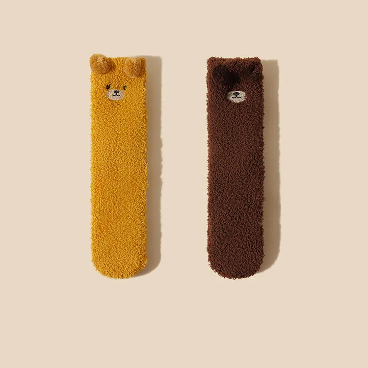 Cartoon Bear Thickened Autumn/Winter Socks 2 pairs/set