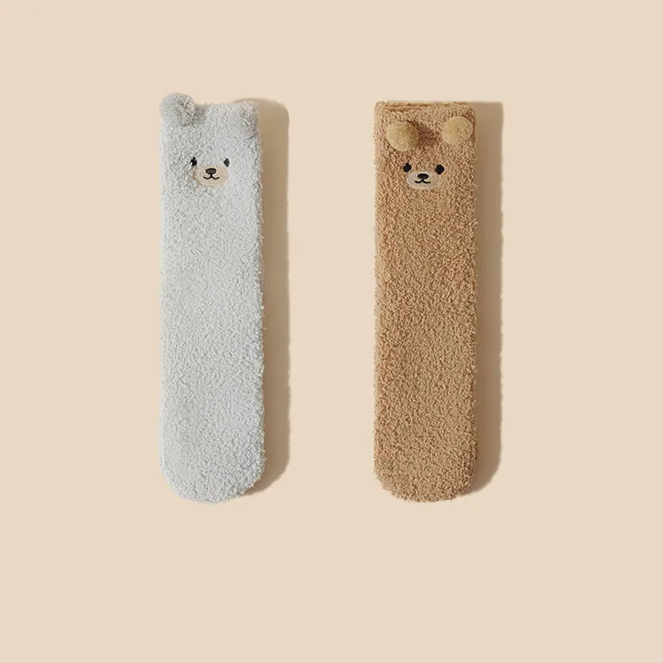 Cartoon Bear Thickened Autumn/Winter Socks 2 pairs/set