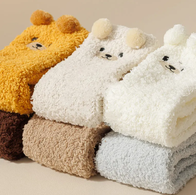 Cartoon Bear Thickened Autumn/Winter Socks 2 pairs/set