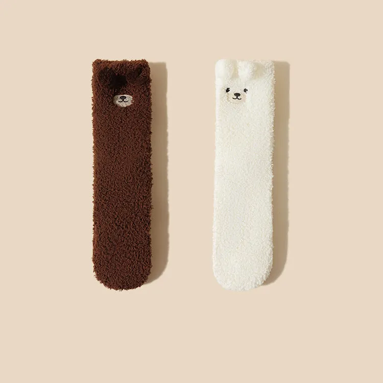 Cartoon Bear Thickened Autumn/Winter Socks 2 pairs/set