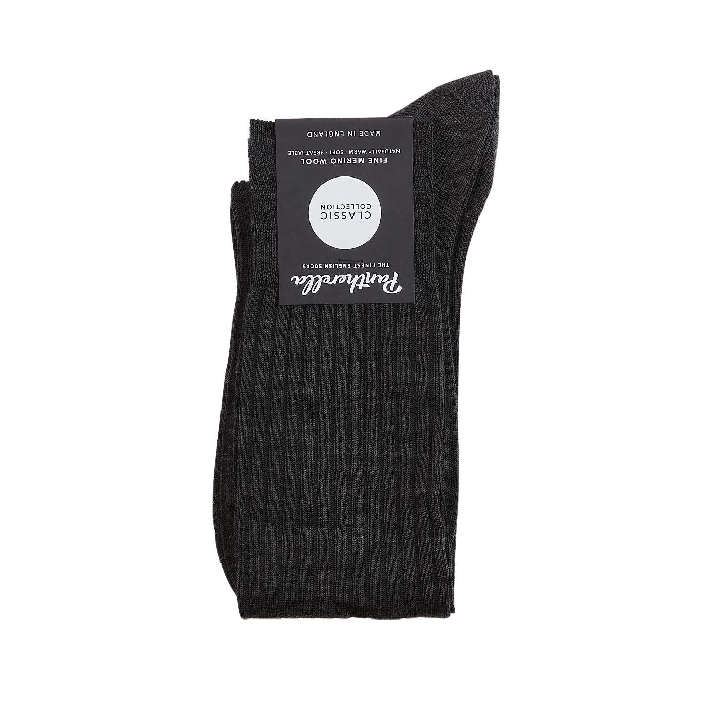 Charcoal Merino Wool Ribbed Knee Socks