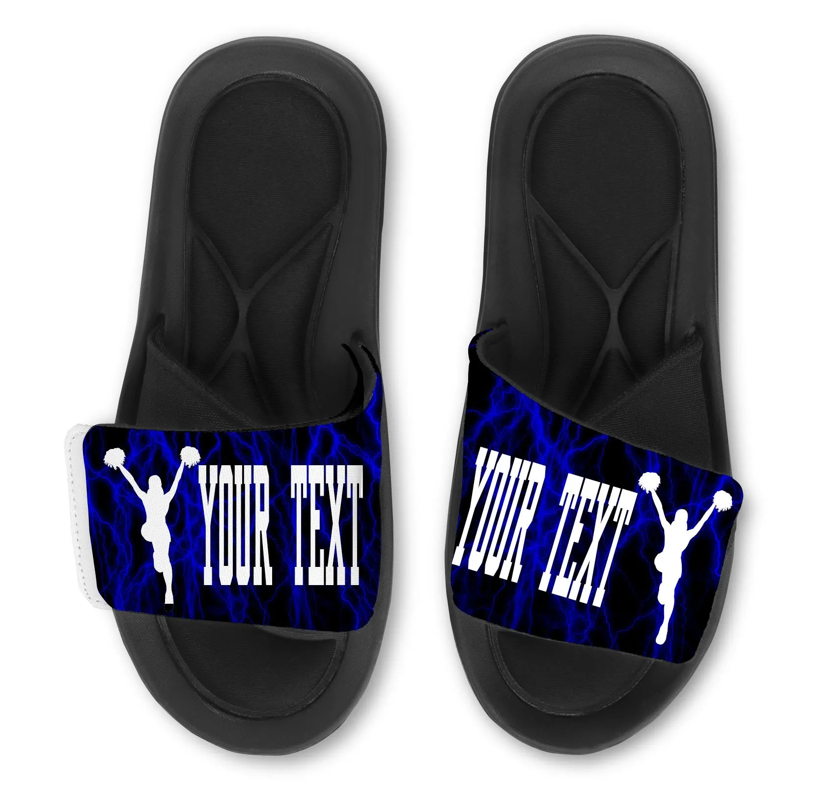 Cheerleader Custom Slides / Sandals with Lightning Design