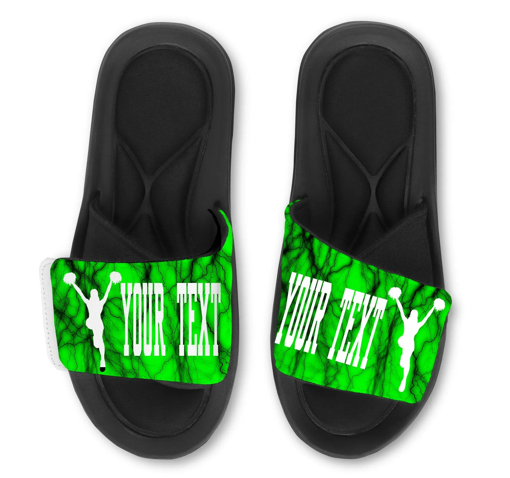 Cheerleader Custom Slides / Sandals with Lightning Design