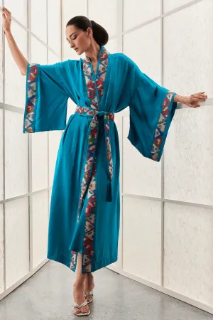 Couture Toulouse Embroidered Drop Sleeve Silk Robe