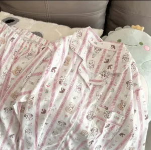 Cute Cat Striped Pajamas for Women New Home Clothes V-Neck Long Sleeve Set Soft Autumn Suit Wholesale  X4869144