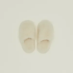 Fuzzy Wool Slippers - White