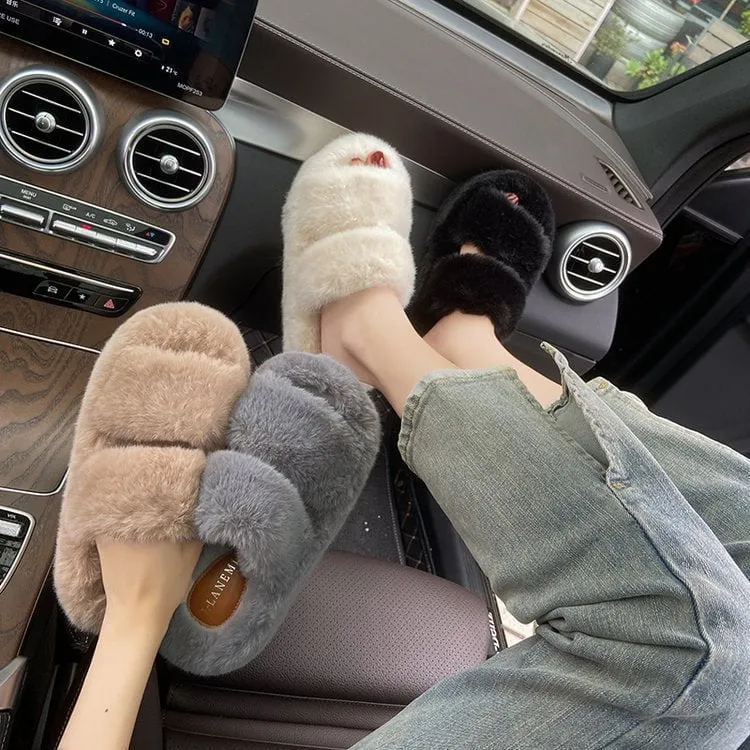 LovelyRLovely Leisure Fleece-lined Platform Slippers