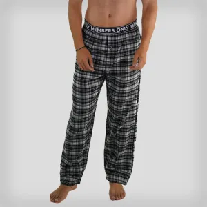 Members Only Men's Flannel Sleep Pants Logo Elastic - Grey