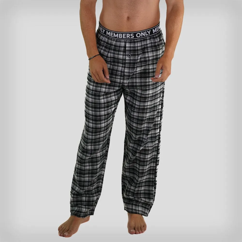 Members Only Men's Flannel Sleep Pants Logo Elastic - Grey