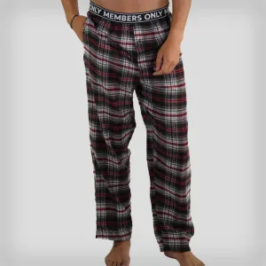 Members Only Men's Flannel Sleep Pants Logo Elastic - Red