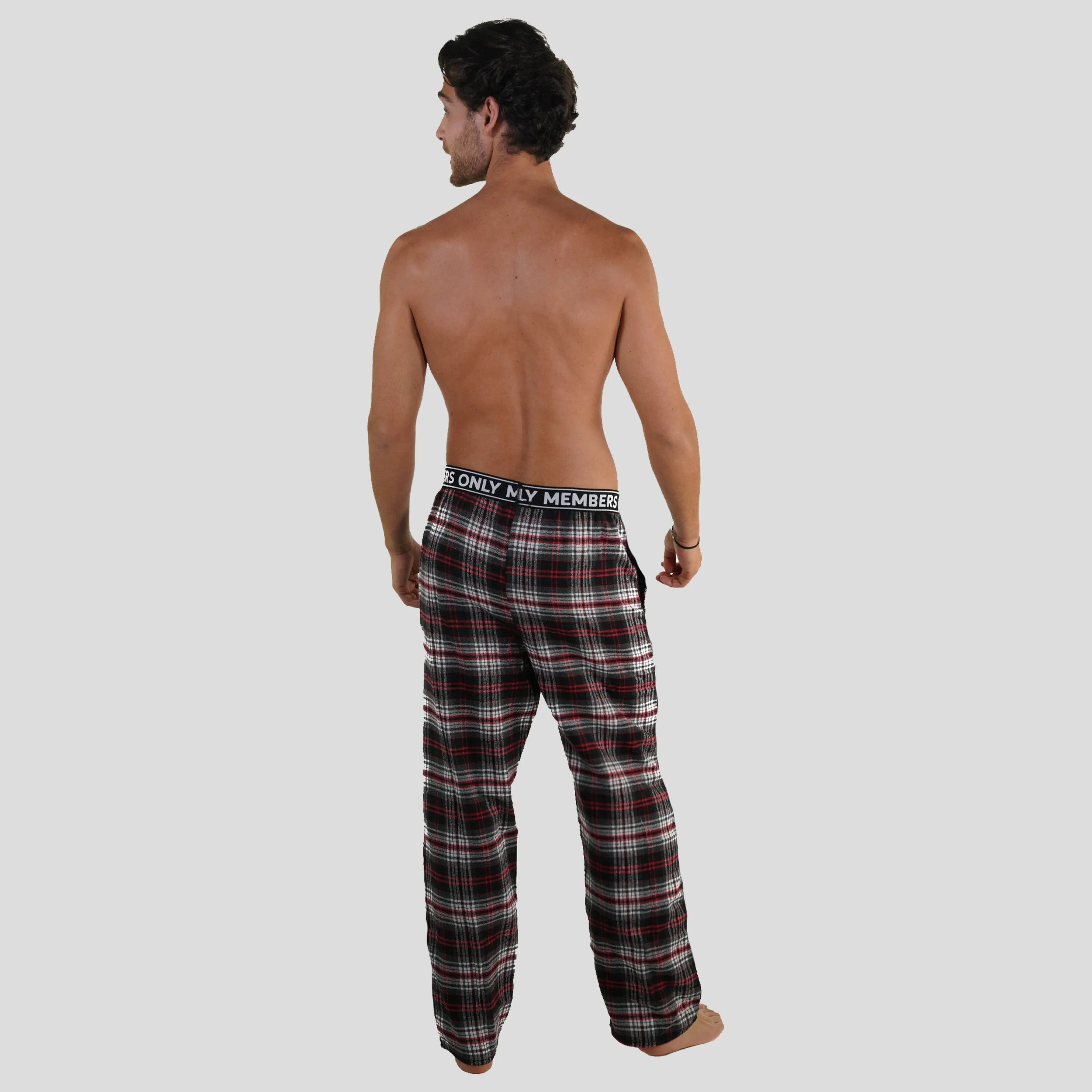 Members Only Men's Flannel Sleep Pants Logo Elastic - Red