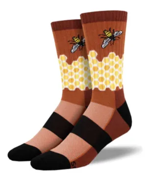 Men's Merino Wool Home Sweet Honeycomb Crew Sock - Rust