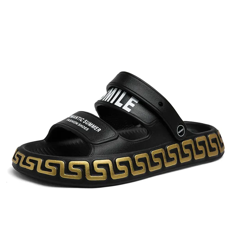 Men's Slippers Summer Luxury Beach Slides Flat Unisex Non-slip Soft Flip Flops Thick Sole