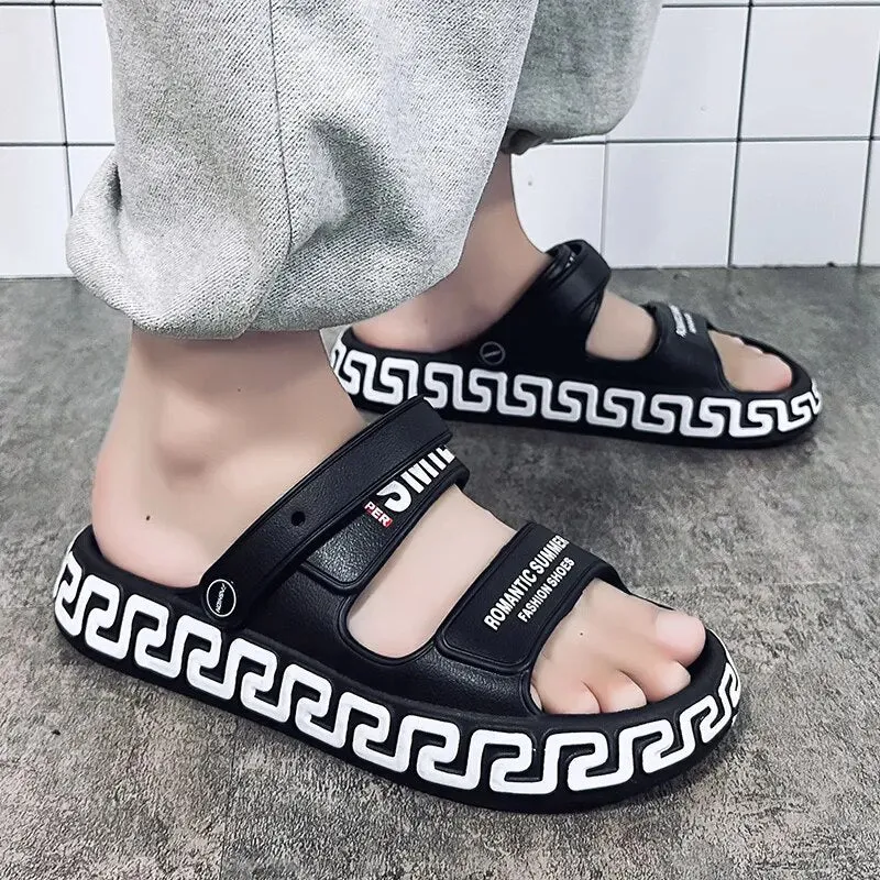 Men's Slippers Summer Luxury Beach Slides Flat Unisex Non-slip Soft Flip Flops Thick Sole