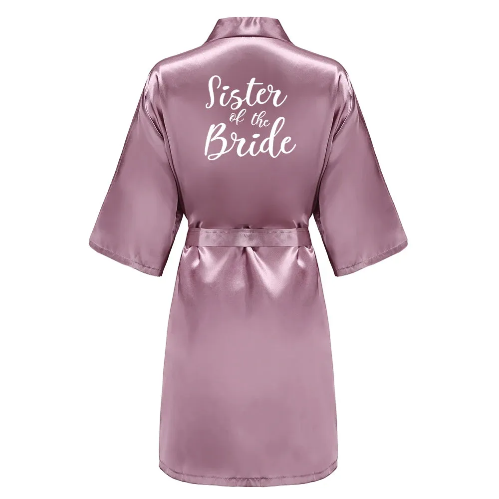New Bridesmaid Robes Sister Mother of The Bride Kimono Wedding Best Gift White Writing Bridal Party Bathrobe