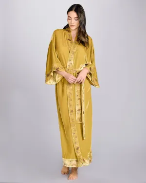 Nikko Silk Velvet Gold Long Robe