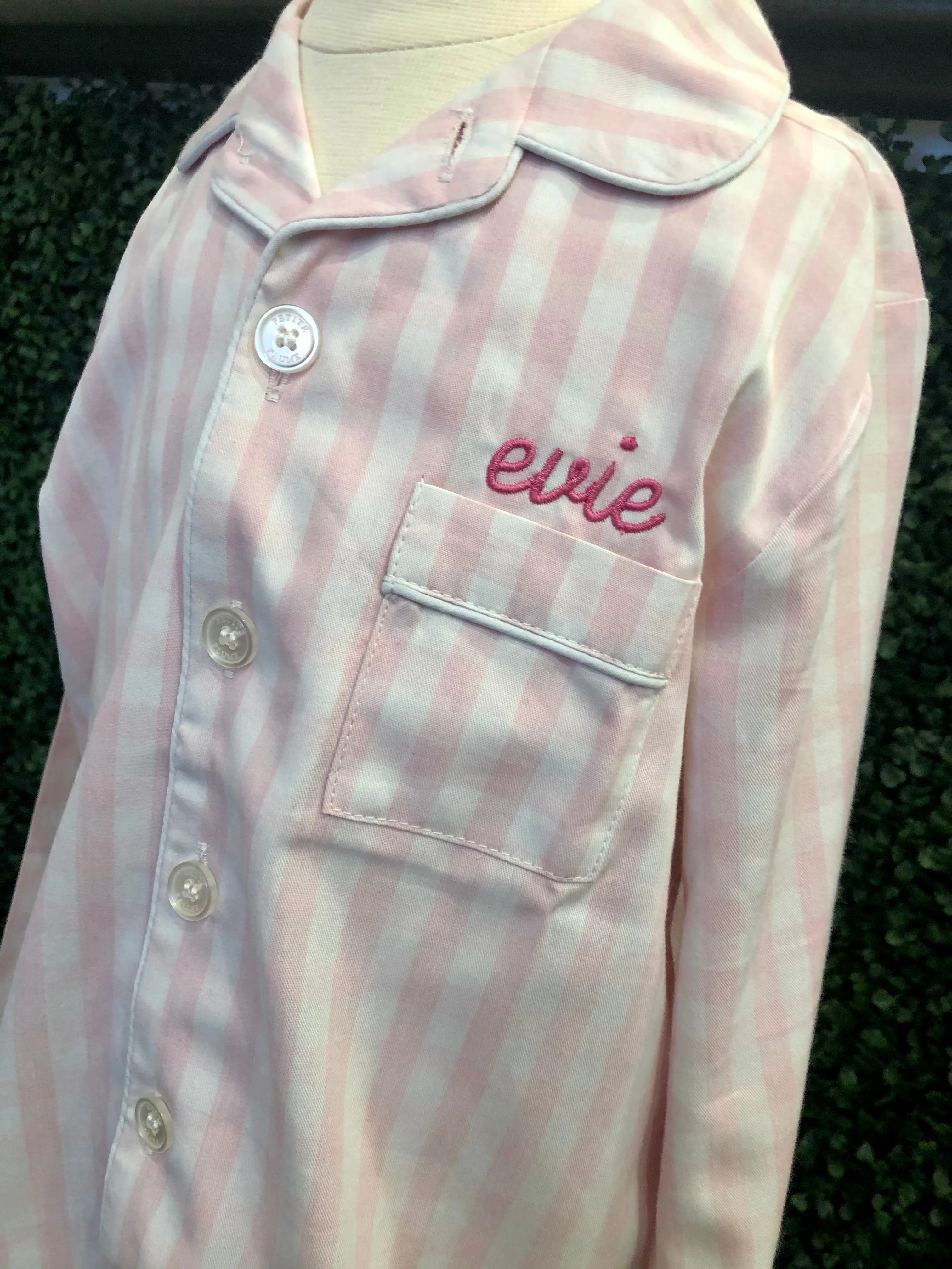Petite Plume Pink Gingham Long Pajama Set