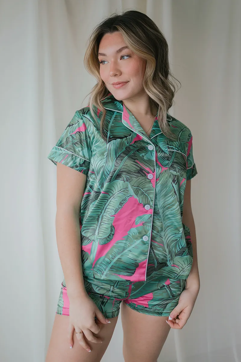 Pink Banana Leaf Pajamas
