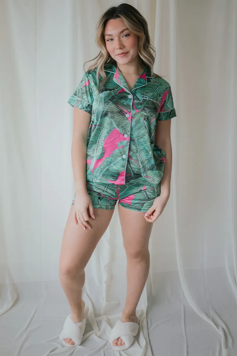 Pink Banana Leaf Pajamas