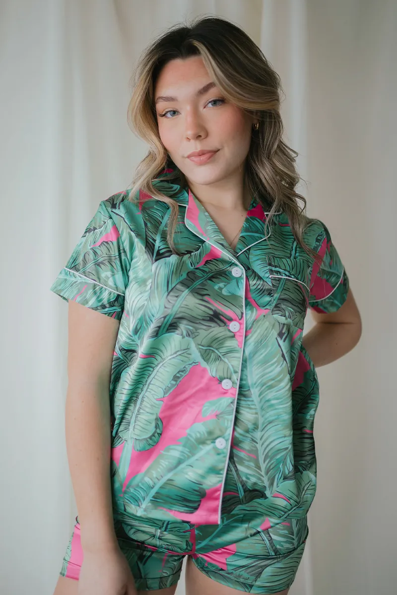 Pink Banana Leaf Pajamas