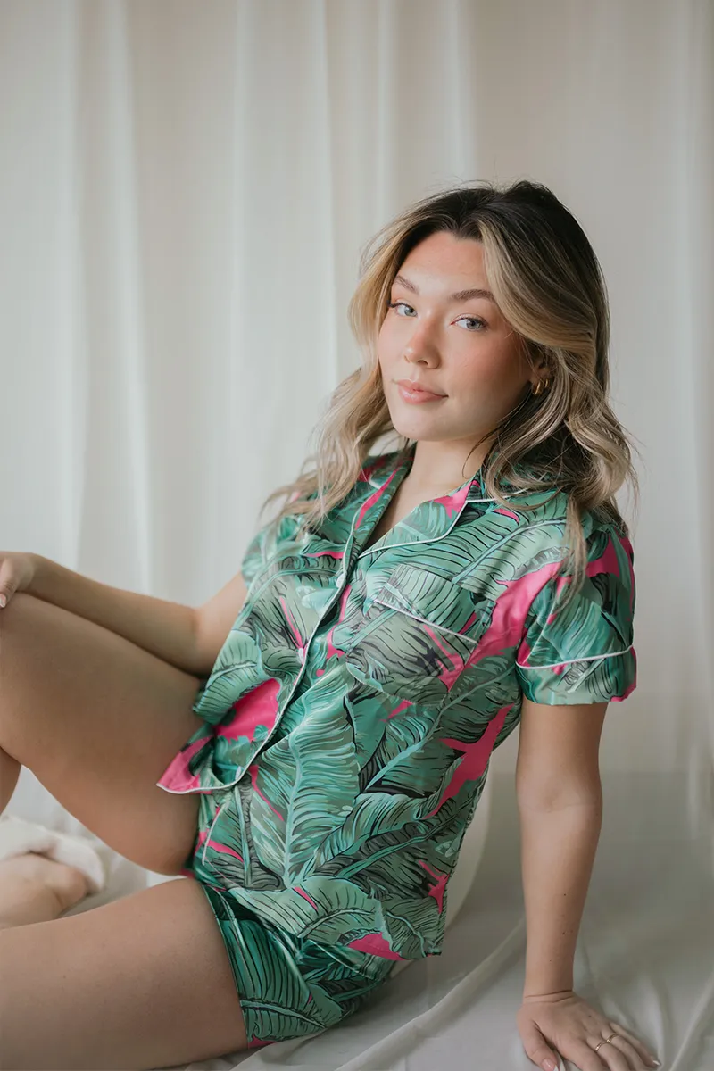 Pink Banana Leaf Pajamas