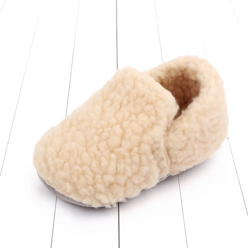 Plush Coral Fleece Slippers for Toddlers with Soft Rubber Non-Slip Sole