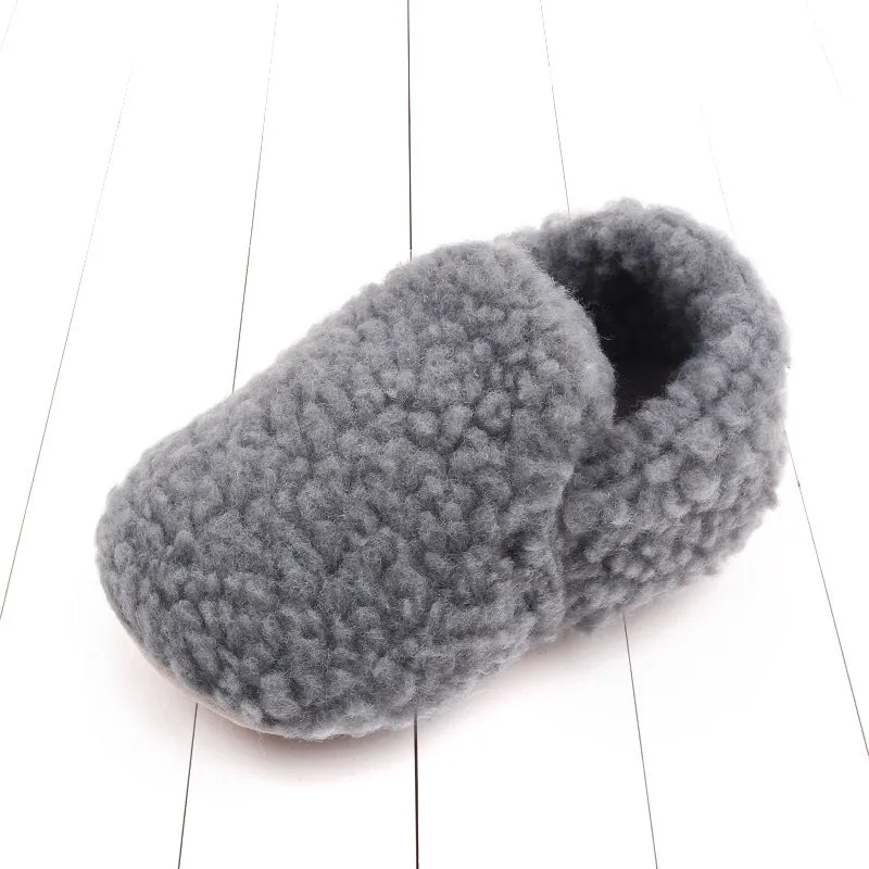 Plush Coral Fleece Slippers for Toddlers with Soft Rubber Non-Slip Sole