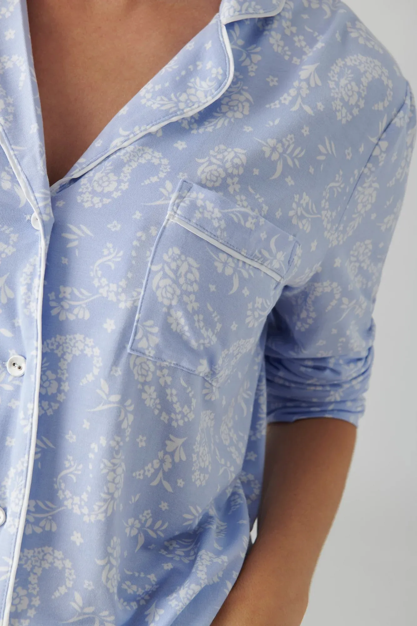 Pretty in Paisley Long Sleeve and Pant Pajama Set - Blue