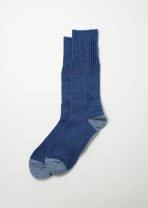R1378 Guernsey Pattern Crew Socks Blue/Light Blue