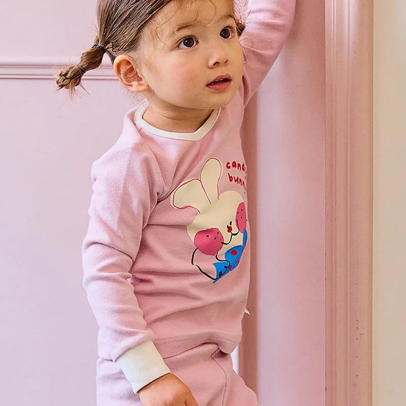 Spandex Brushed Fabric pajamas set-Candy Bunny