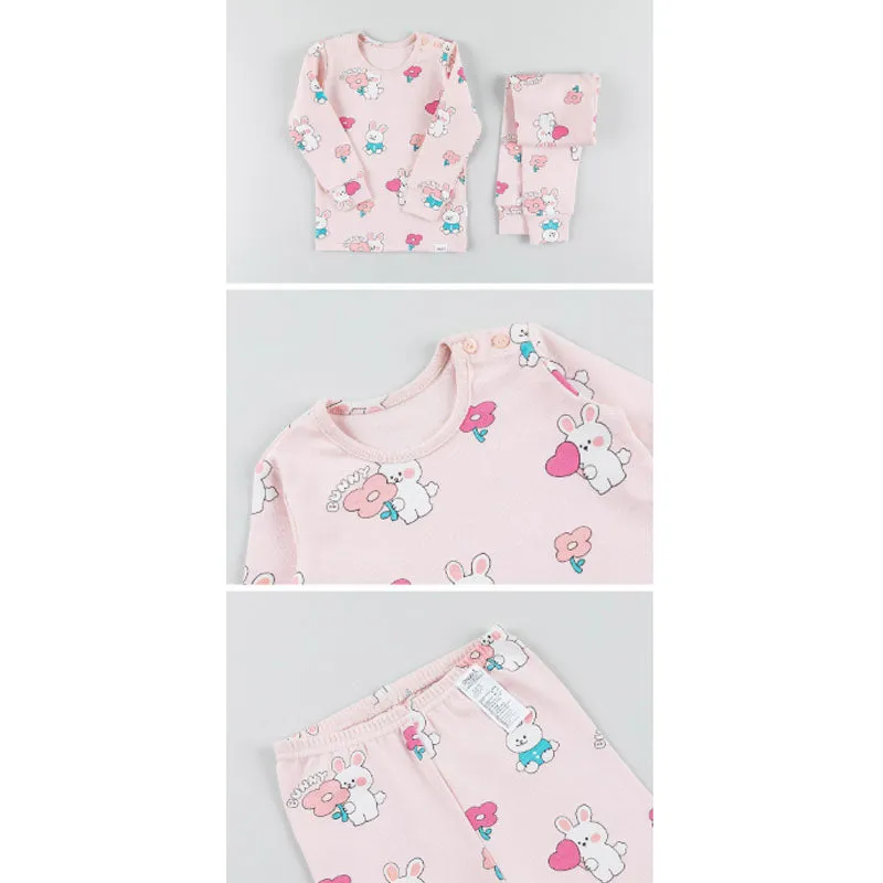 Spandex Brushed Fabric Pajamas Set-Lovely Bunny