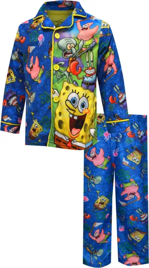 Spongebob Button Front Traditional Flannel Pajamas