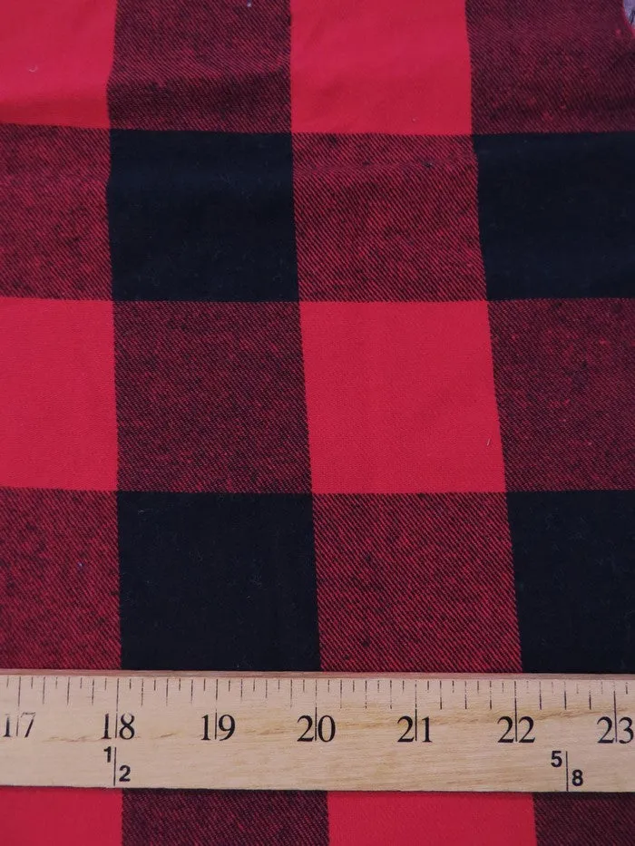 Tartan Plaid Uniform Apparel Flannel Fabric / Big Buffalo Red/Black / Sold By The Yard