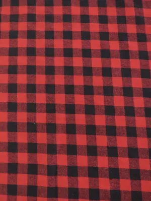 Tartan Plaid Uniform Apparel Flannel Fabric / Buffalo Red/Black / Sold By The Yard