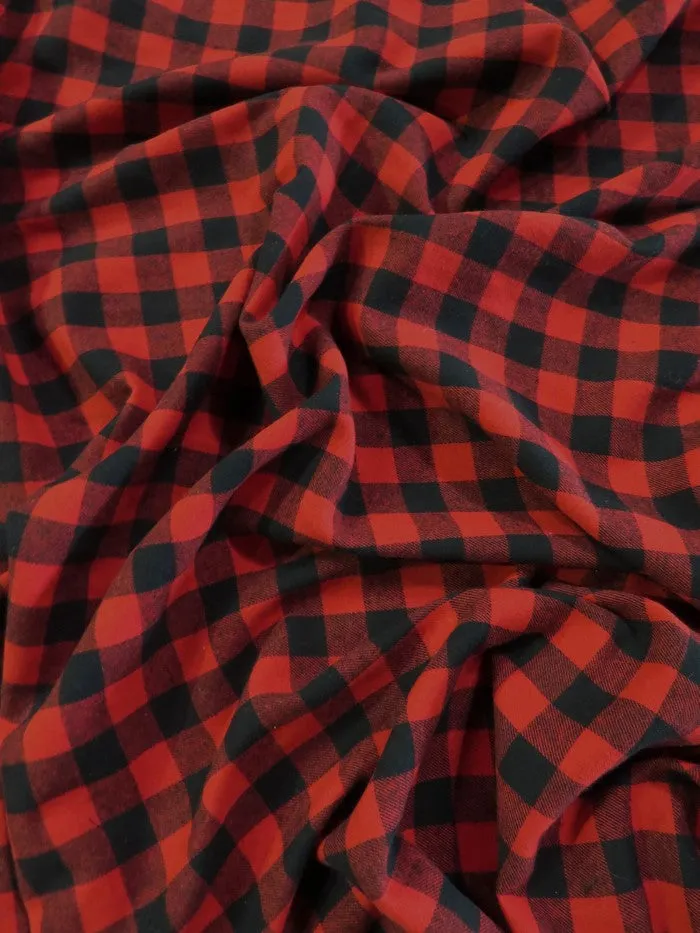 Tartan Plaid Uniform Apparel Flannel Fabric / Buffalo Red/Black / Sold By The Yard