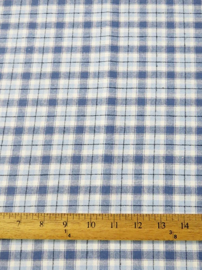 Tartan Plaid Uniform Apparel Flannel Fabric / Light Blue