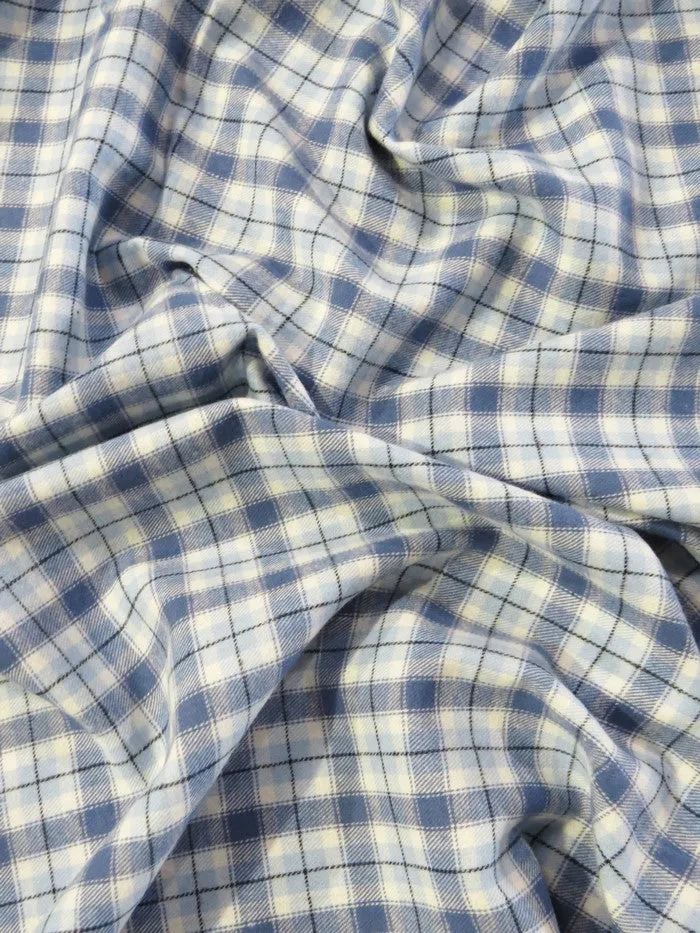 Tartan Plaid Uniform Apparel Flannel Fabric / Light Blue