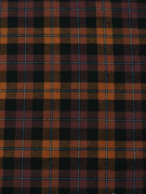 Tartan Plaid Uniform Apparel Flannel Fabric / Orange/Black / Sold By The Yard