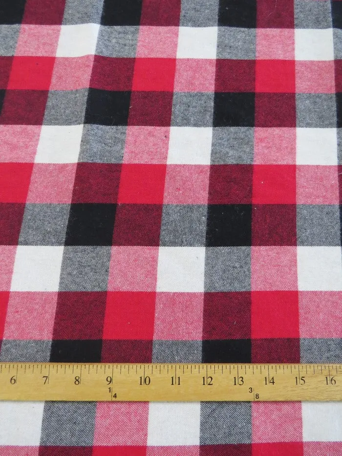 Tartan Plaid Uniform Apparel Flannel Fabric / Red/Black/White