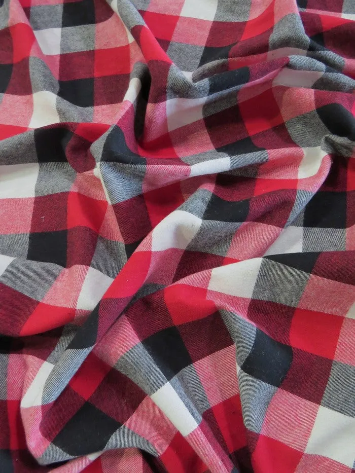 Tartan Plaid Uniform Apparel Flannel Fabric / Red/Black/White