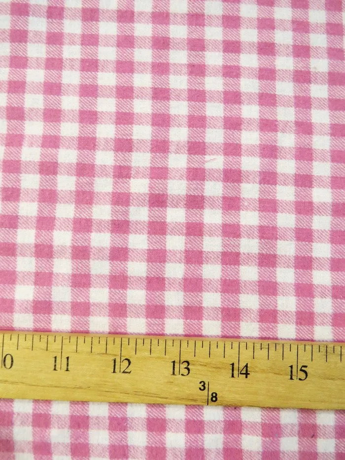 Tartan Plaid Uniform Apparel Flannel Fabric / White/Pink / Sold By The Yard