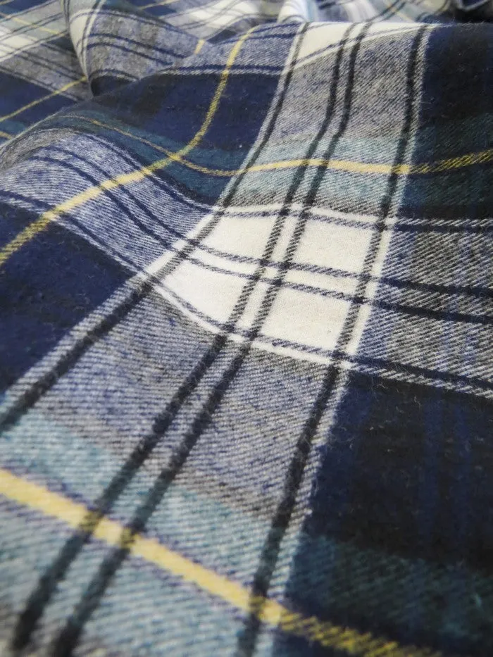 Tartan Plaid Uniform Apparel Flannel Fabric / White/Pink / Sold By The Yard