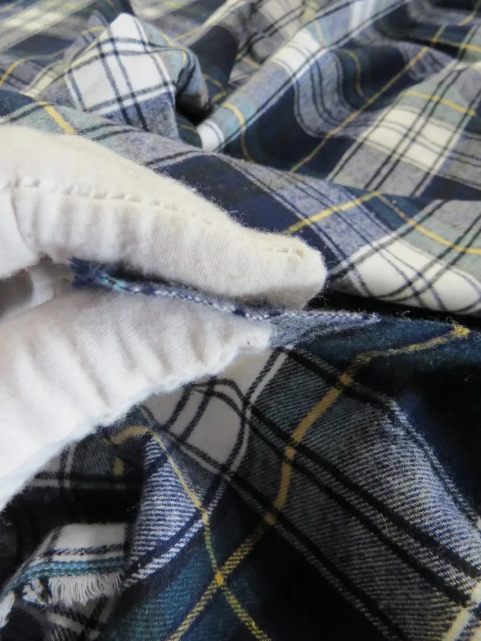 Tartan Plaid Uniform Apparel Flannel Fabric / White/Pink / Sold By The Yard
